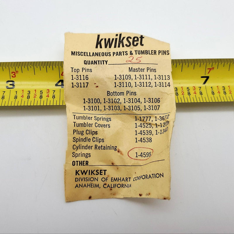 25x Kwikset 1-4595 Cylinder Retaining Springs USA Made NOS 6