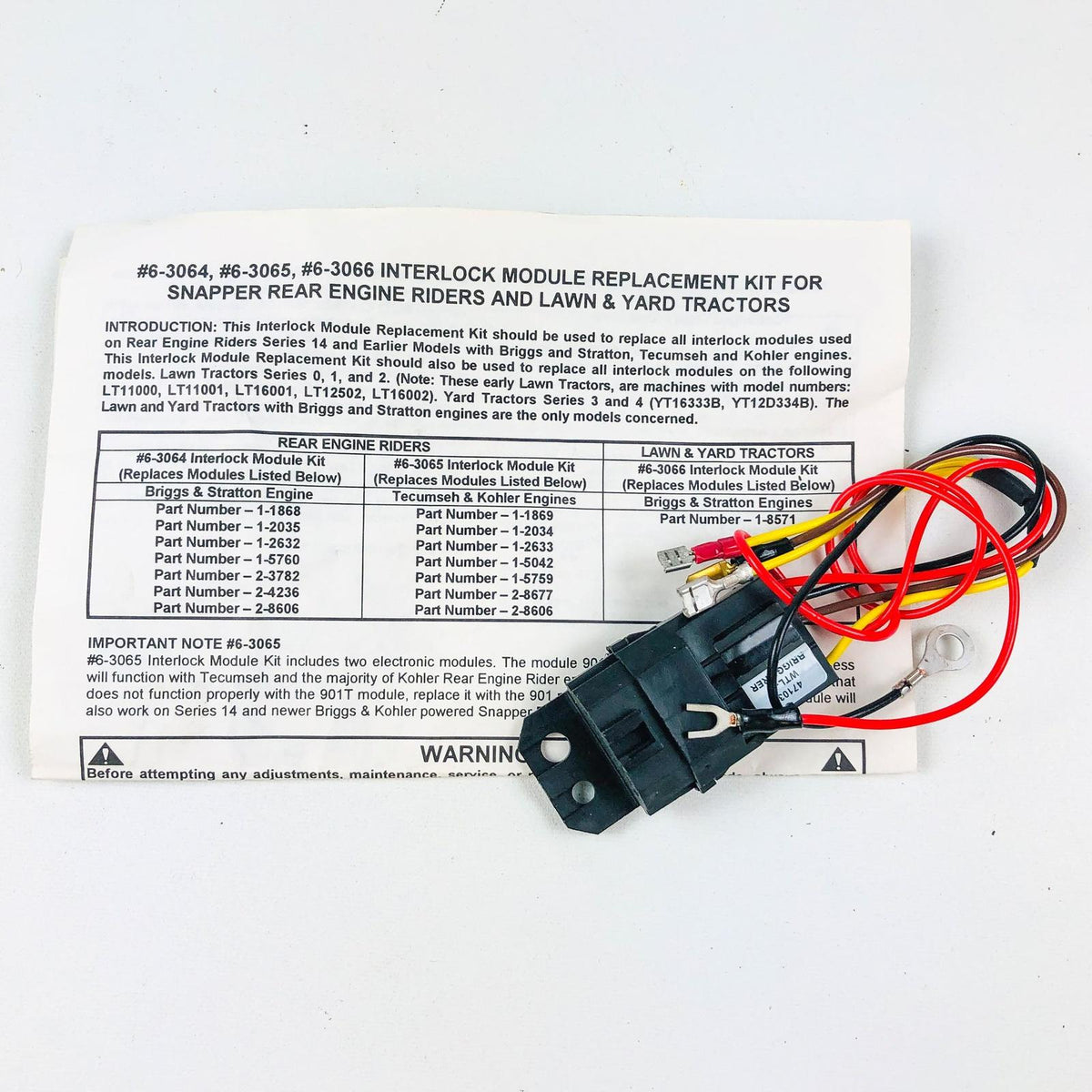 Snapper 63064 Module Kit Interlock 0901 FE5 OEM NOS Snapper 63064 Module Kit Interlock 0901 FE5 OEM NOS