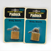 2x Trans Atlantic Co Padlocks 5/8"L x .20"D Shackle 1-1/8"W Body Extruded Brass 1