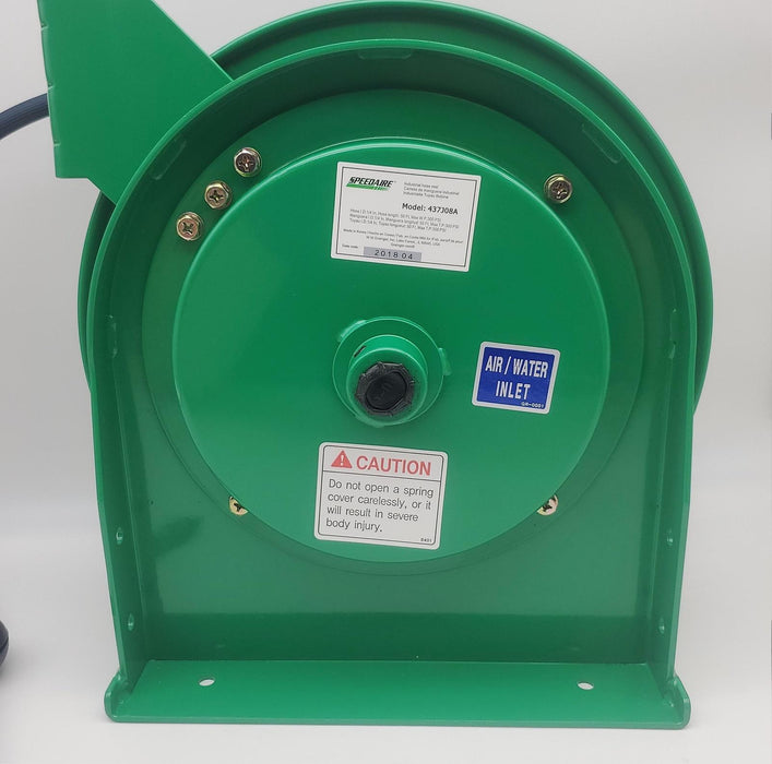 SPEEDAIRE 437J08 Spring Return Hose Reel 50ft 1/4in Diam Air Hose 300psi Metal 3