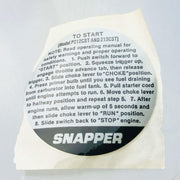 Snapper 42402 Starting Decal Sticker OEM NOS To Start Model P212CST 213CST 1