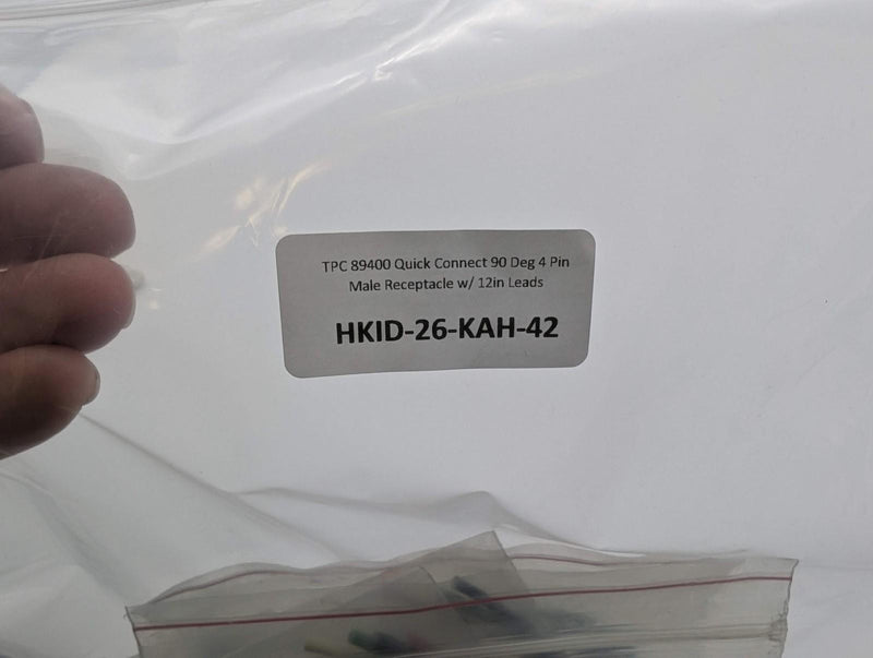 TPC 89400 Quick Connect 90 Deg 4 Pin Male Receptacle w/ 12in Leads 6
