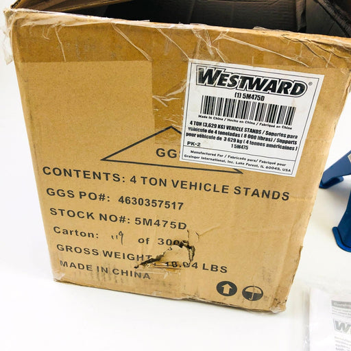 Westward 5M475 Vehicle Car Jack Stand 4 Tons per Pair 2 Pack Ratchet Pin Handle 2