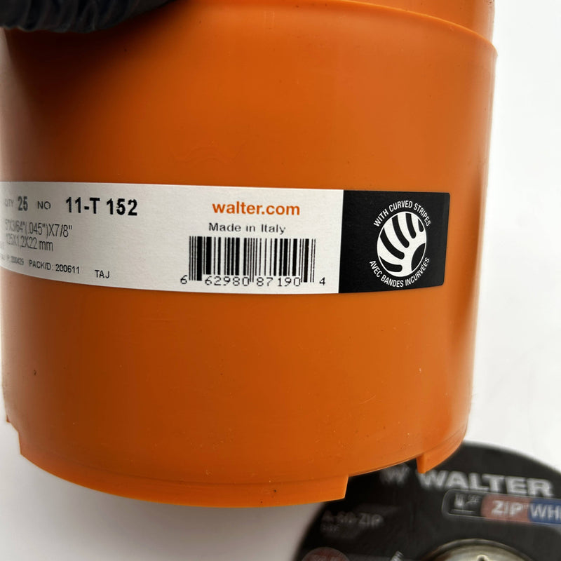 Walter 11-T-152 Cut-Off Wheel 5" x 3/64" x 7/8" Type 27 Zipcut A-60-Zip 25pk