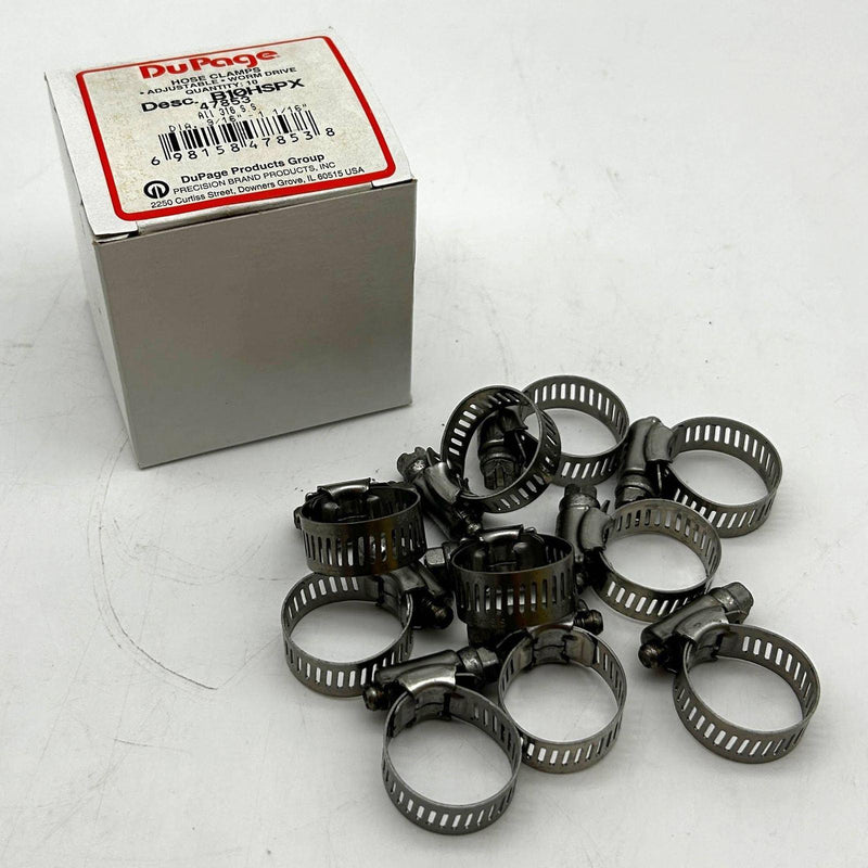 DuPage 47853 Hose Clamp 9/16"-1-1/16" Adjustable Worm Drive 316SS B10HSPX 10/Pkg 1