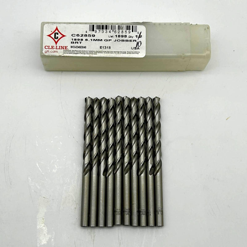 Cle-Line C62859 Jobber Length Drill Bit 1898 6.1mm HSS Bright Lot of 10 1