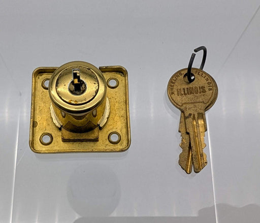Illinois D3047A Cabinet Lock Deadbolt 7/8" D x 7/8" L Cylinder Brass Keyed Diff 1