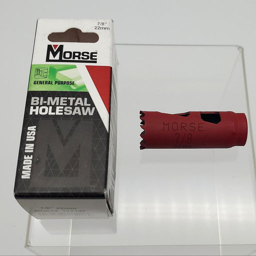 Morse 7/8" Hole Saw Bi-Metal MHS14 177146 USA Made Fits 1/2"-20 Arbor 1