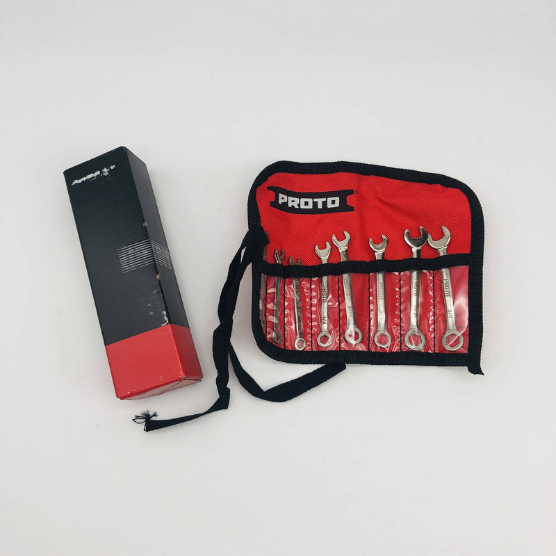 Proto J1200EFS Combination Short Wrench Set 6pt 8Pcs SAE W/ Tool Roll 1/8 to 3/8