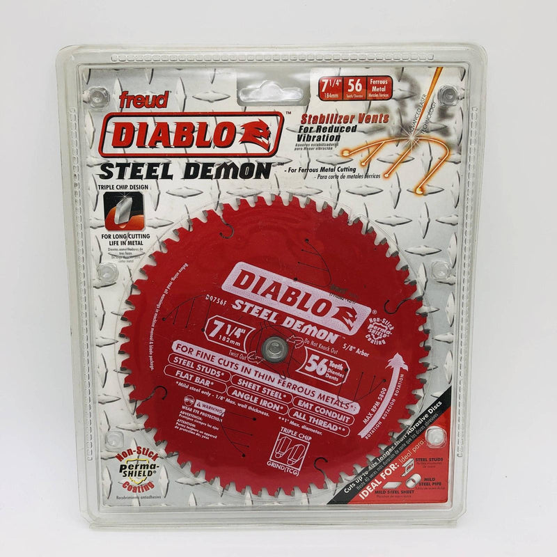 Diablo D0756F Circular Saw Blade 7-1/4" w/ 5/8" Arbor 56T Fine Cuts Thin Ferrous 9