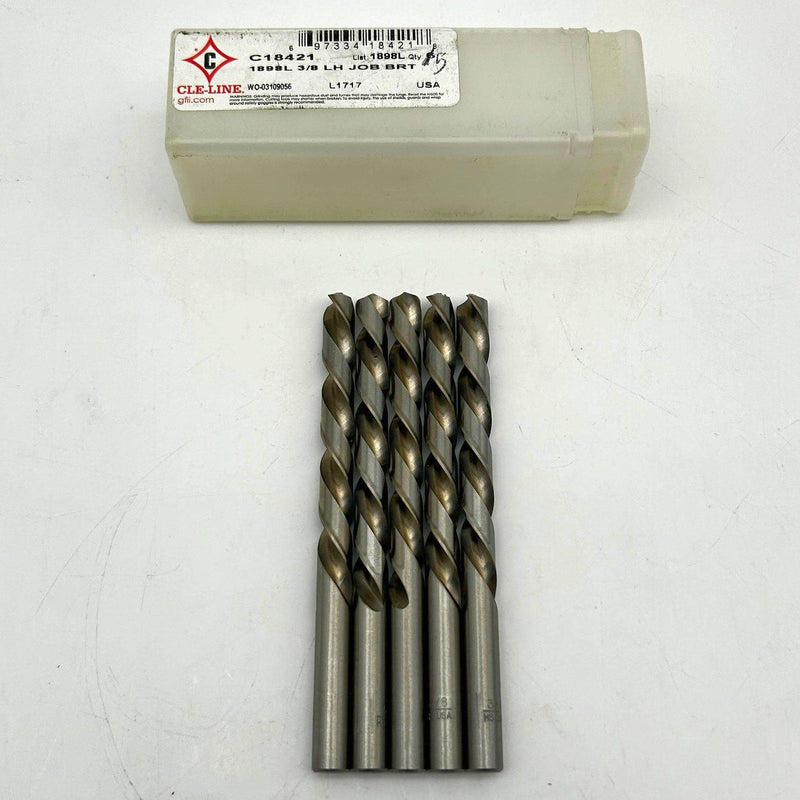 Cle-Line C18421 Jobber Length Drill Bit 1898L 3/8 LH Left Hand HSS Bright 5pk 1