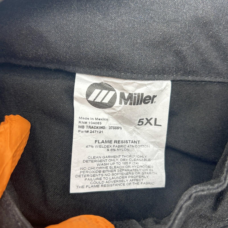 Miller 247121 Welding Jacket Size 5XL WeldX Performance Stand Up Collar Vent Bk 5