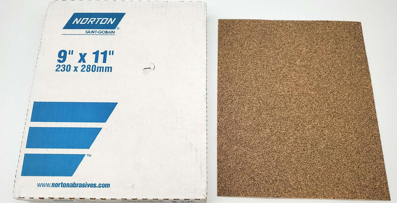 Norton Sand Paper Sheets 60 Grit Coarse 11" x 9" Aluminum Oxide Pack of 50 1