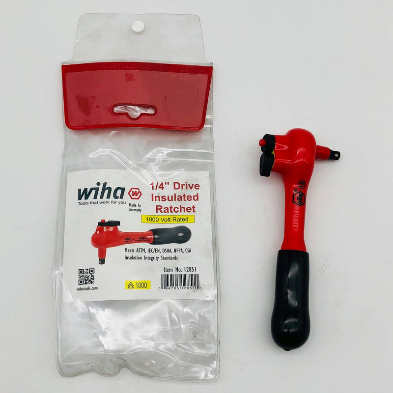Wiha 12851 Insulated Ratchet 1/4in Drive Reversible Up to 1000 Volt Rated 1
