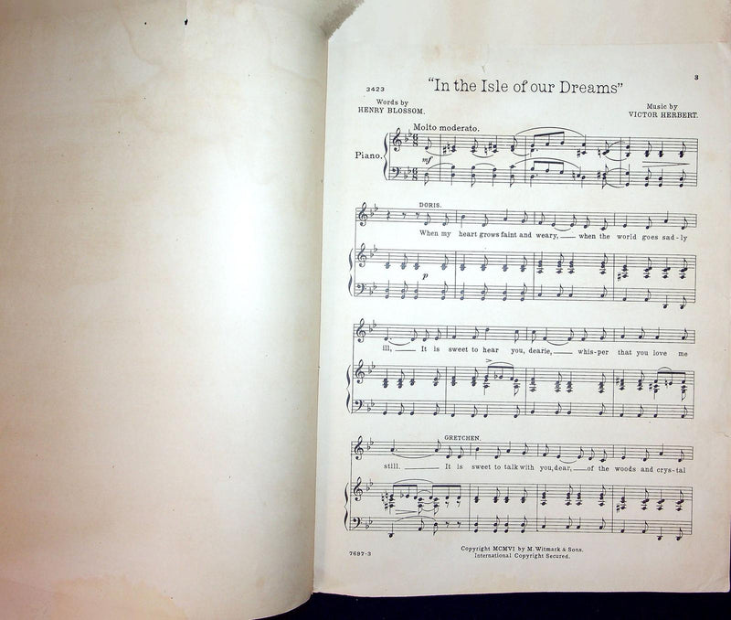1906 In The Isle Of Our Dreams Sheet Music Victor Herbert Henry Blossom Red Mill 3
