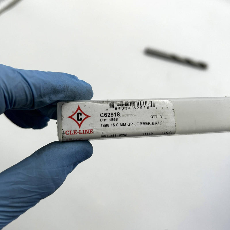 Cle-Line C62918 Jobber Length Drill Bit 1898 15mm 2 Flutes RH Bright HSS