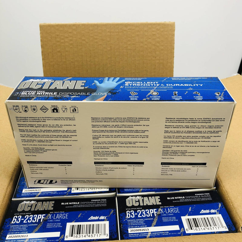PIP 63-233PF Disposable Glove XL Extra Large Nitrile Fd Grade PWD Free 1000/Case 4