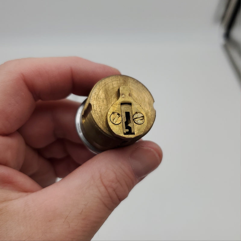 Falcon Mortise Cylinder 1" Length Satin Chrome #984 E Keyway 5 Pin 8876 Collar 4