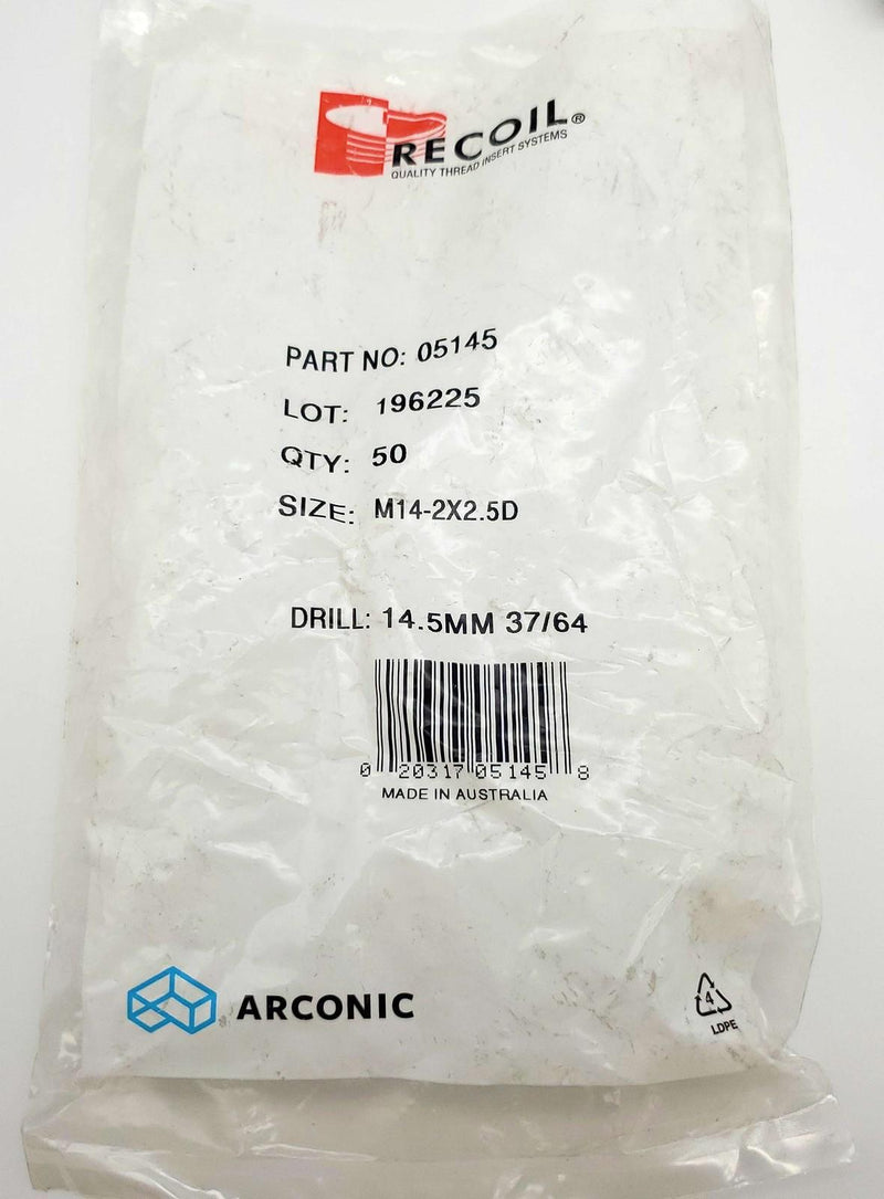 Recoil M14-2 x 2.5D Helical Threaded Inserts Tanged Free Running 35MM L 50 Pack 4