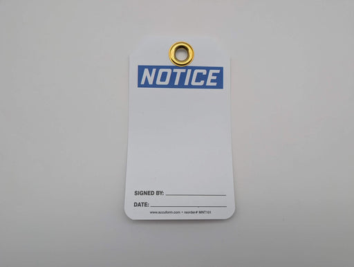 OSHA Notice Safety Tags Blank Dbl Sided Plastic Grommet 5.75" 3.25" Pack of 25 2