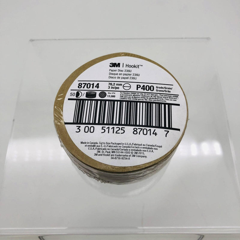 3M 87014 Sanding Disc Paper Hookit Hook Loop 236U 3in X NH P400 C-WT Pack of 50 8