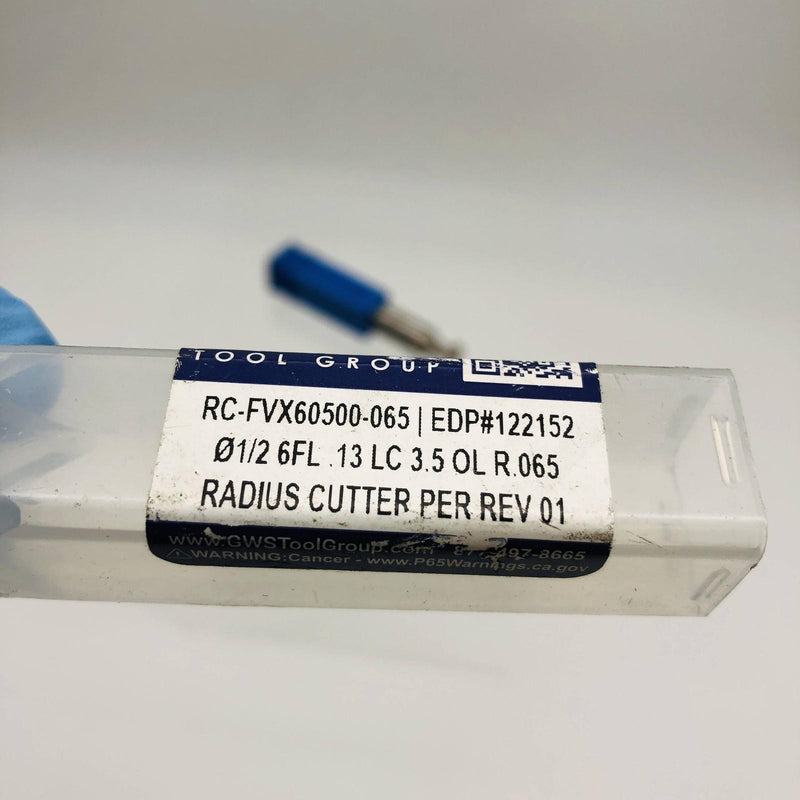 GWS 122152 Carbide Cutter .5 Cutting Tip 6 FL .13LC 3.5OL R.065 RC-FVX60500-065 3
