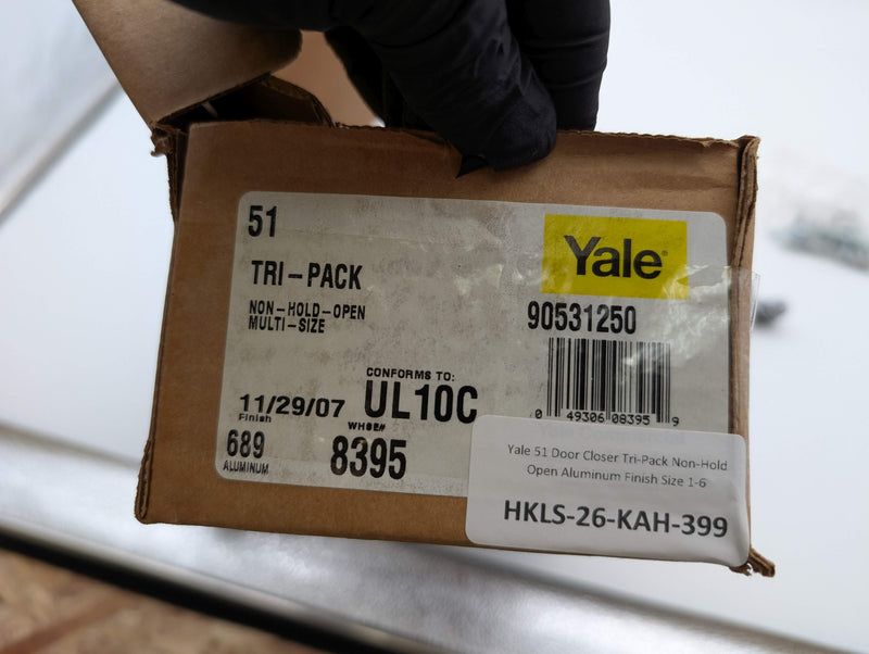 Yale 51 Door Closer Tri-Pack Non-Hold Open Aluminum Finish Size 1-6