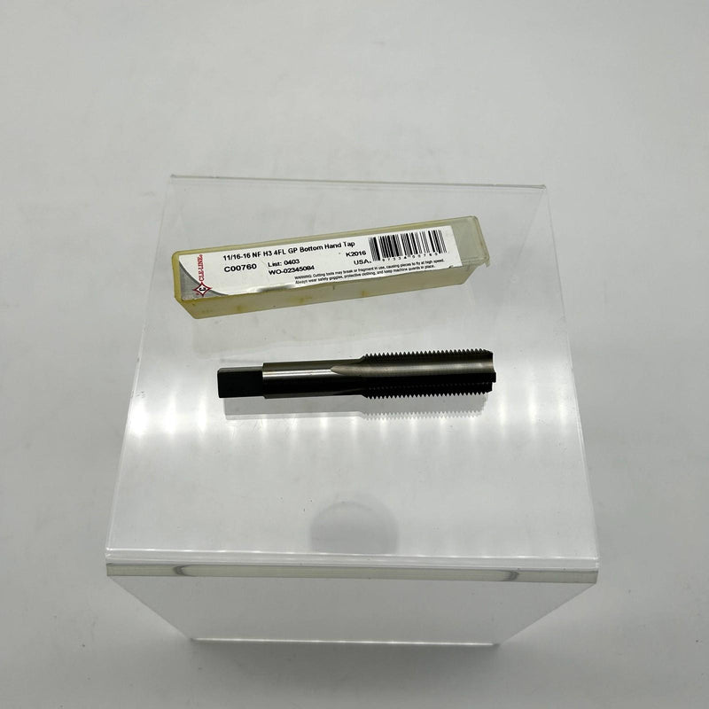 Cle-Line C00760 Bottom Hand Tap List 0403 11/16-16 NF H3 4Flute GP Bright HSS 9