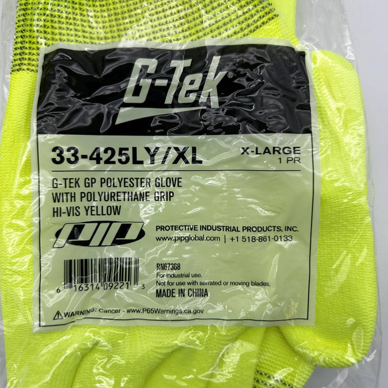 PIP 33-425LY Work Gloves Size XL G-Tek Polyurethane Grip Hi Vis 11 Pairs 2