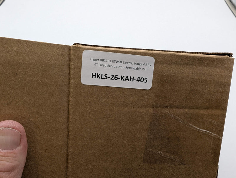 Hager BB1191 ETW-8 Electric Hinge 4.5" x 4" Oiled Bronze Non Removable Pin
