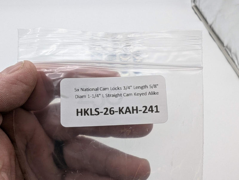 5x National Cam Locks 3/4" Length 5/8" Diam 1-1/4" L Straight Cam Keyed Alike 5