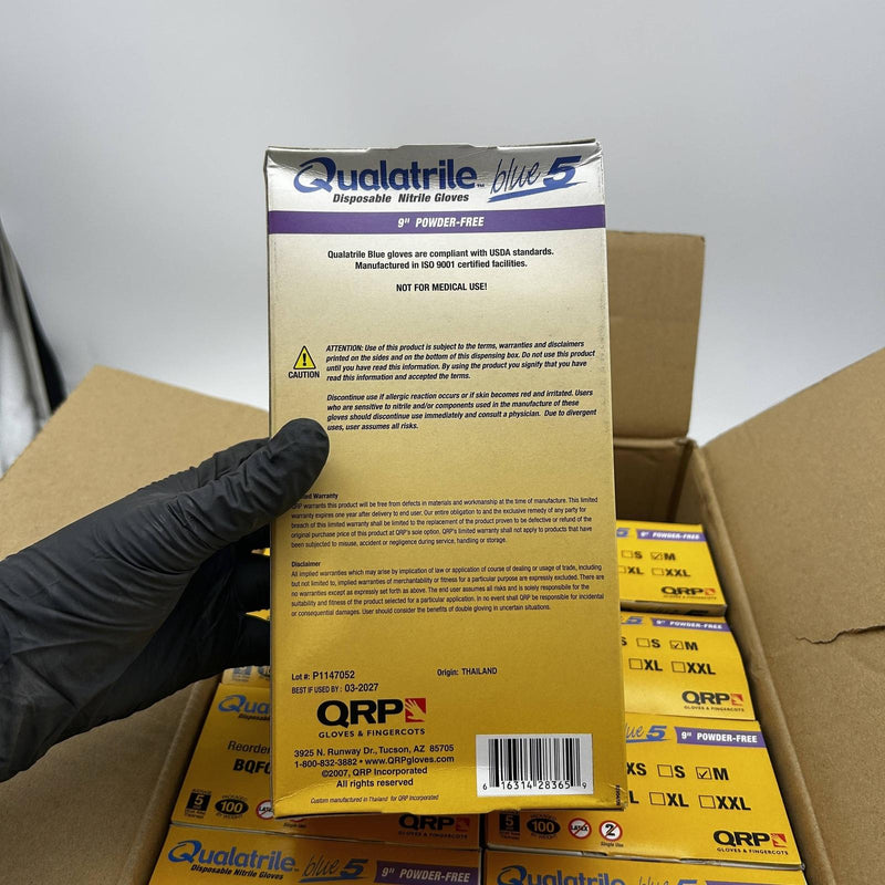Qualatrile BQF09 Disposable Nitrile Gloves Medium Blue 9" Powder Free 1000/Case