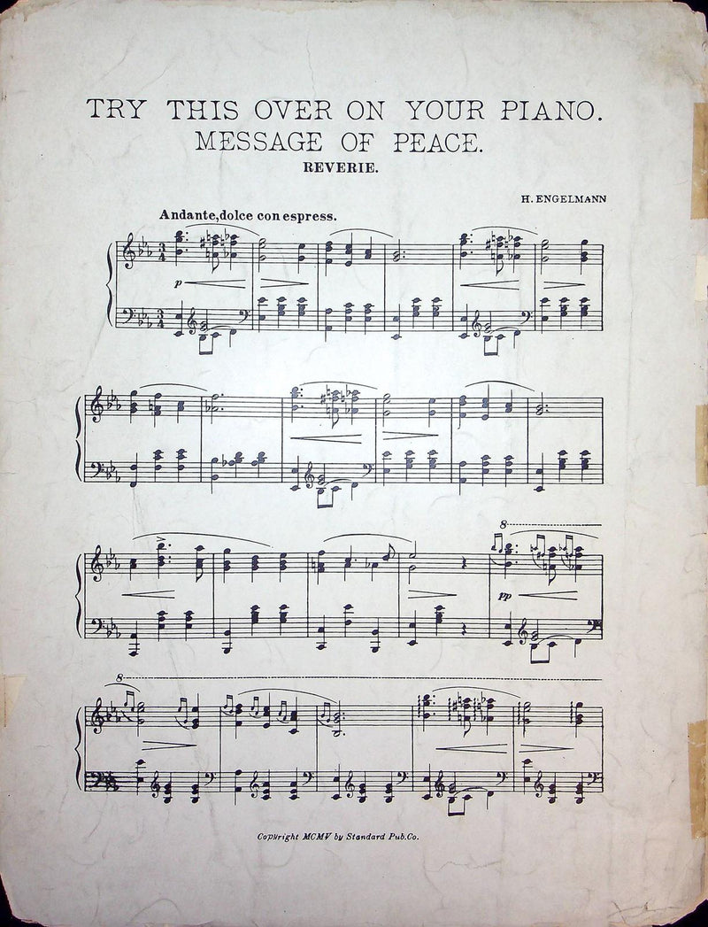 1905 Longing For Home Heimweh Vintage Sheet Music Albert Jungmann Eclipse Publ 3