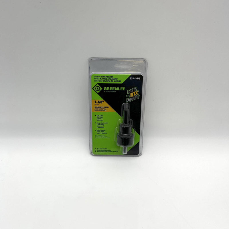 Greenlee 38328 Hole Cutter 625-1-1/8 Carbide Tipped 1/2" Shank 1-1/8" Hole Size 7