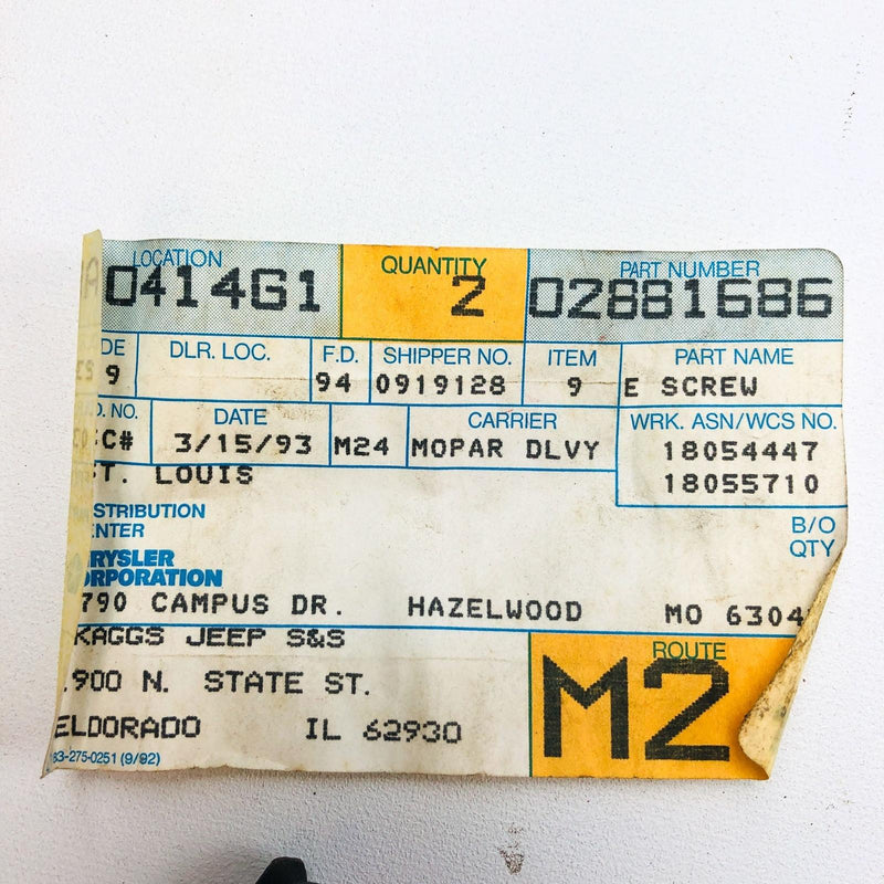 Mopar 2881686 Screw for Drum Brake Adjusting Right OEM NOS 2