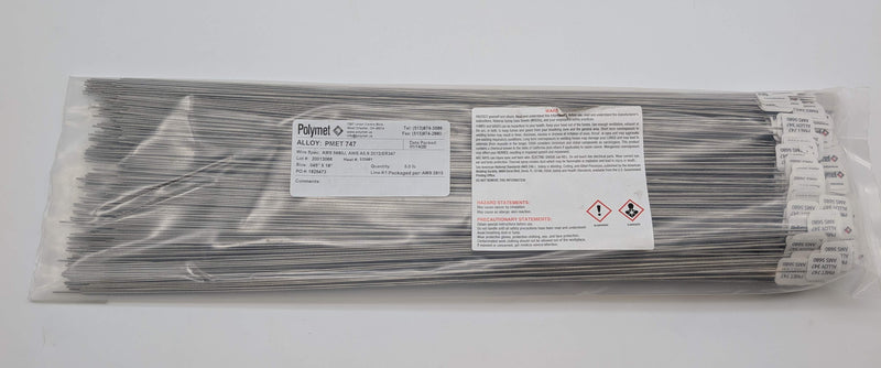 PolyMet AMS5680J 347 Stainless Steel Welding Wire 0.045" x 18" Pack of 5lbs