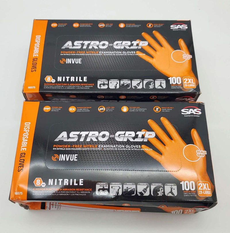 200 Astro Grip Nitrile Exam Gloves XXL Textured Grip Powder Free 66575 Orange 1