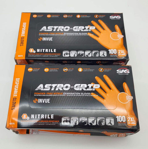 200 Astro Grip Nitrile Exam Gloves XXL Textured Grip Powder Free 66575 Orange 1