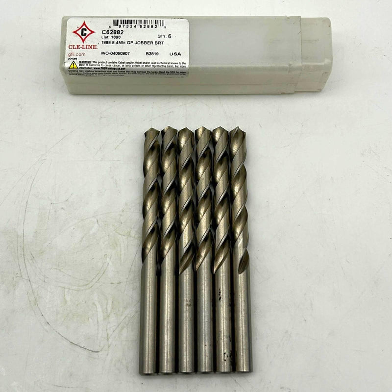 Cle-Line C62882 Jobber Drill Bit 8.4mm 1898 General Purpose HSS Bright Lot of 6