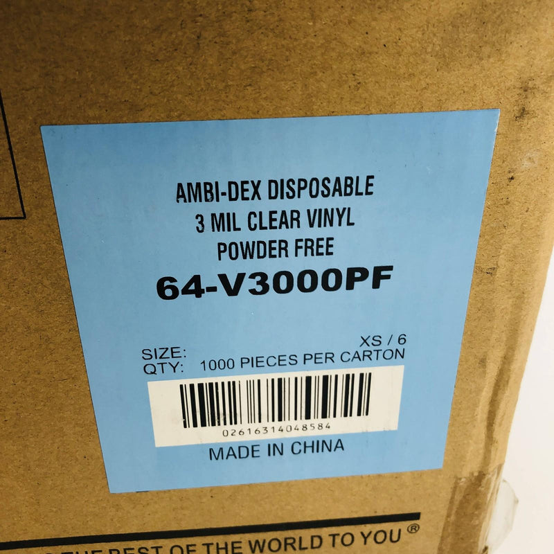 PIP Vinyl Gloves Powder Free Sz XS Industrial Grade 3 Mil 64-V3000PF 1000pk/1Cs 2