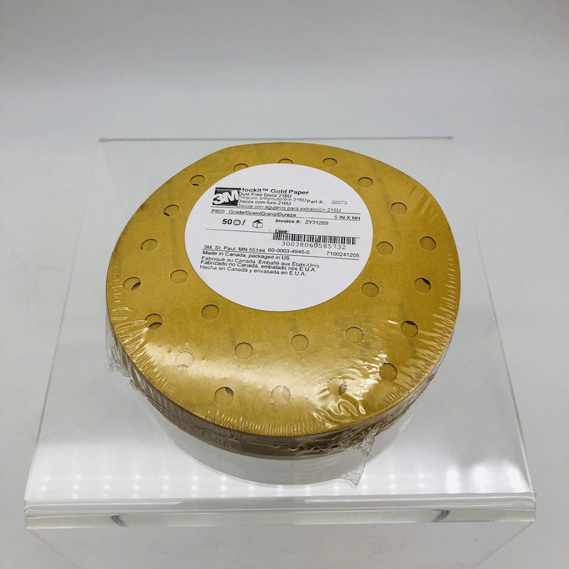3M 58573 Paper Sanding Disc 5inch x NH P800 Dust Free 216U Hookit Gold 50pk 7