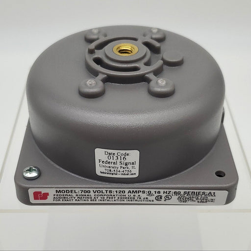 Federal Signal 700-120-1 Bell Mechanism Single Stroke 120VAC Gray 1