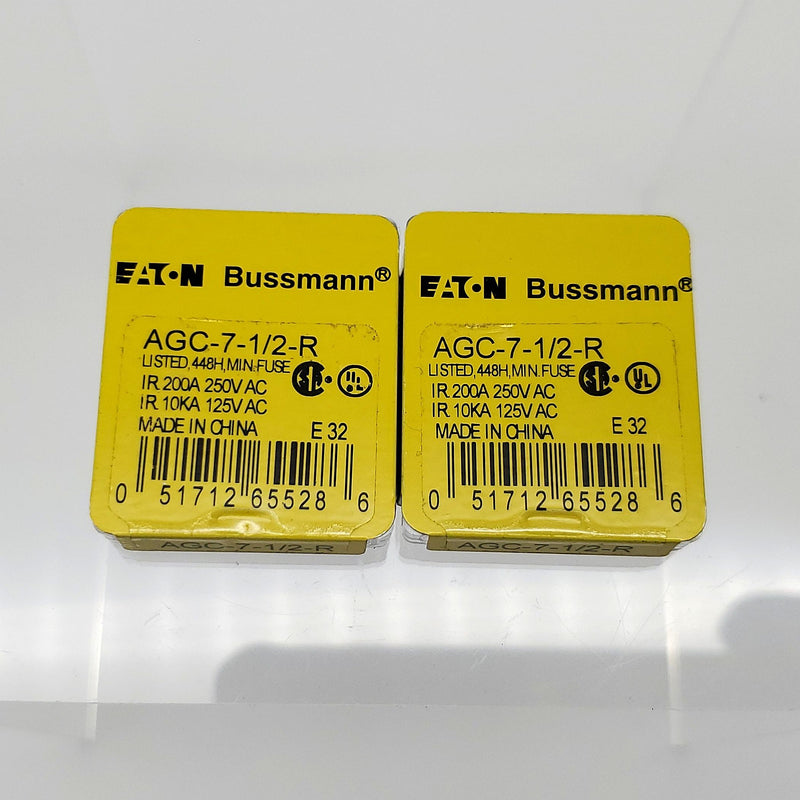 Bussmann AGC-7-1/2-R Fuses 7.5A 250V Fast Acting Glass Pack of 10 1
