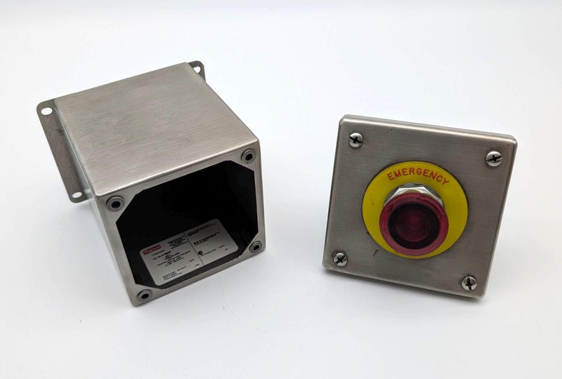 Allen Bradley 800T-FXQ24RA1 Push Button Stop Switch in Hoffman 4x4x4 Enclosure 1