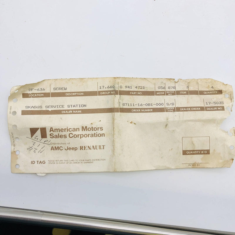 AMC Jeep 9144721 Screw for Interior Lamp Bezel OEM NOS 81-86 Loose No Pkg 2