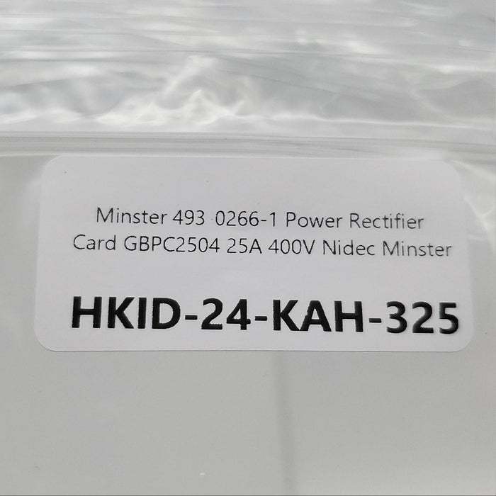 Minster 493-0266-1 Power Rectifier Card GBPC2504 25A 400V Eddy Current Clutch 5