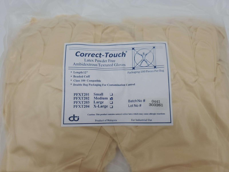 CTI Cleanroom Latex Gloves 12 in Size Medium Non-Sterile Class 100 Pack of 100 2