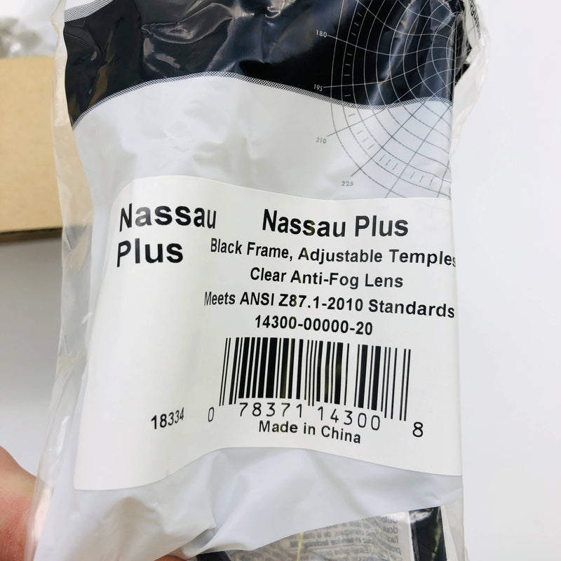 3M 14300-00000-20 Safety Glasses Nassau Plus Blk Frame Clear Anti Fog 20pr/Case 4