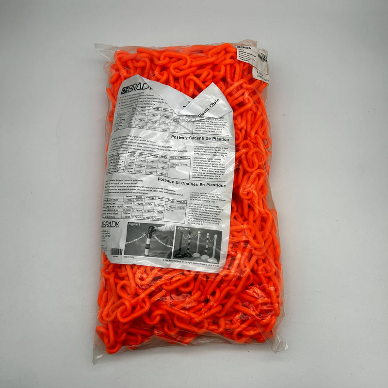 Brady Y70238 Bradylink Warning Chain Plastic Safety Orange 100ft Polyethylene 2"