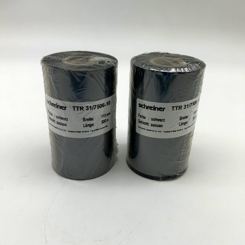 Schreiner TTR 31/7506-10 Thermal Transfer Ribbon 110mm x 300m Lot of 2 Rolls 6